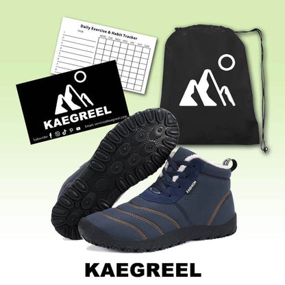 Kaegreel Large Size Men's Stripe Waterproof Plush Lining Stripe Ankle Boots