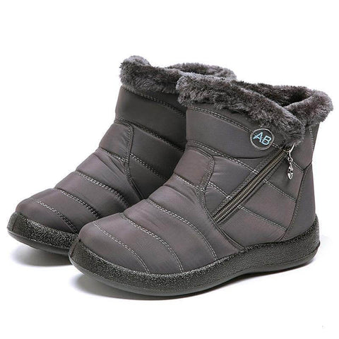 Damen Winterstiefeletten mit Pelzfutter, wasserdicht, kurze Stiefel, zum Reinschlüpfen, warme Schuhe