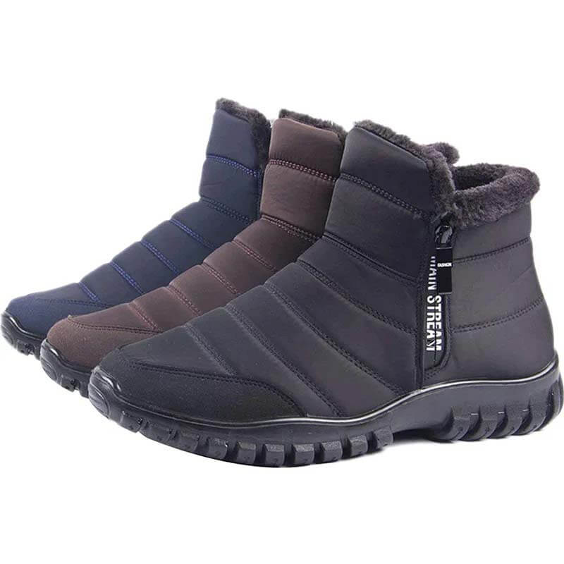 Chaussures d'hiver hommes fausse fourrure bottes d'hiver à fermeture d'hiver à fermeture d'hiver chaude et à neige