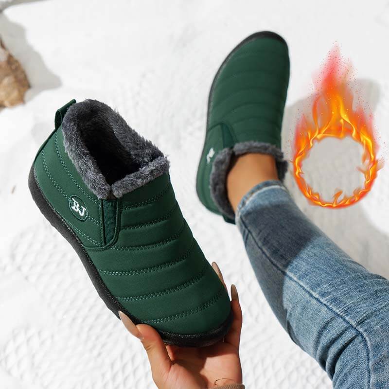 Warm Snow Shoes For Women Outdoor Fur Lining Winter Shoes Anti-Slip Lightweight Ankle Bootie