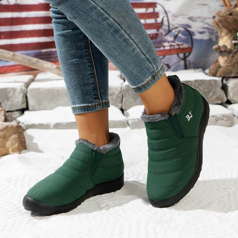 Warm Snow Shoes For Women Outdoor Fur Lining Winter Shoes Anti-Slip Lightweight Ankle Bootie