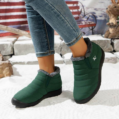 Warm Snow Shoes For Women Outdoor Fur Lining Winter Shoes Anti-Slip Lightweight Ankle Bootie