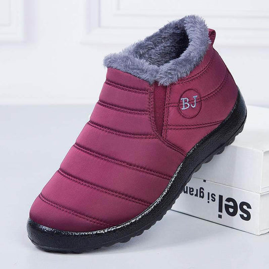 Zapatillas de nieve cálidas para mujeres Fuera de piel al aire libre zapatos de invierno Anti-Slip Ligero de botín Bootie