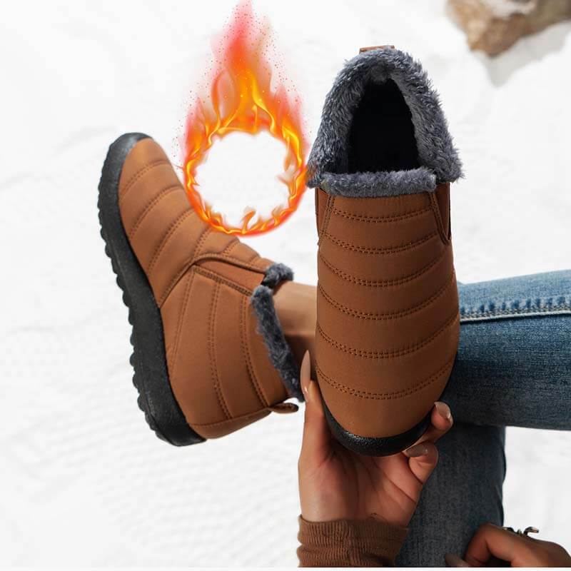 Warm Snow Shoes For Women Outdoor Fur Lining Winter Shoes Anti-Slip Lightweight Ankle Bootie