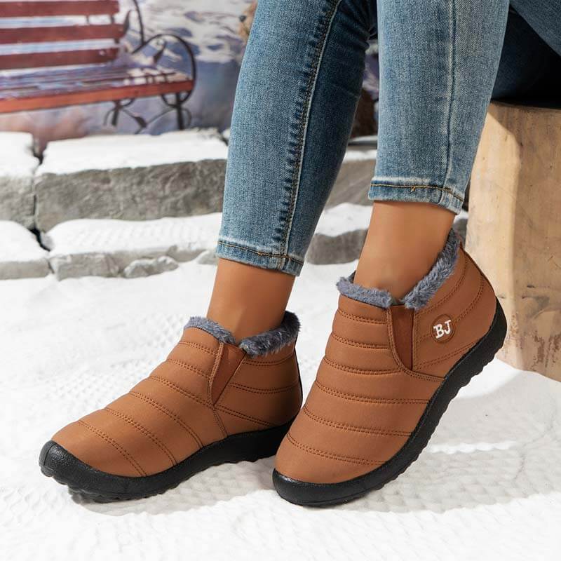 Warm Snow Shoes For Women Outdoor Fur Lining Winter Shoes Anti-Slip Lightweight Ankle Bootie