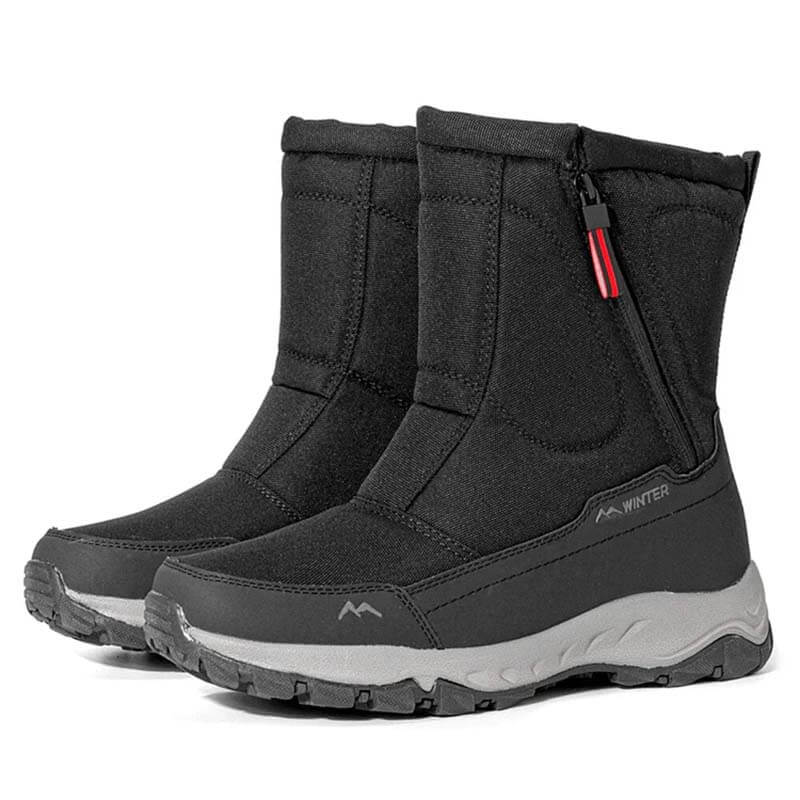 Bottes de neige d'hiver pour hommes Zip côté zip, imperméable, sans glissement, résistant à l'usure, épais et velouté