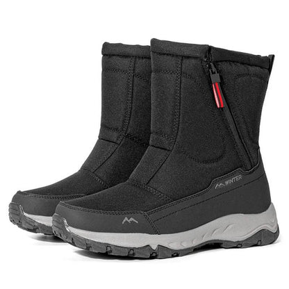 Bottes de neige d'hiver pour hommes Zip côté zip, imperméable, sans glissement, résistant à l'usure, épais et velouté