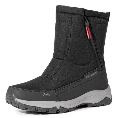 Bottes de neige d'hiver pour hommes Zip côté zip, imperméable, sans glissement, résistant à l'usure, épais et velouté