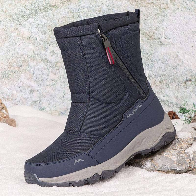 Bottes de neige d'hiver pour hommes Zip côté zip, imperméable, sans glissement, résistant à l'usure, épais et velouté