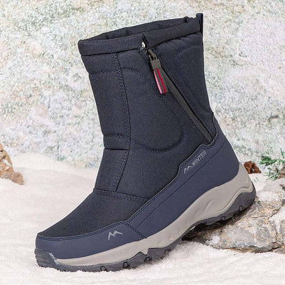Bottes de neige d'hiver pour hommes Zip côté zip, imperméable, sans glissement, résistant à l'usure, épais et velouté