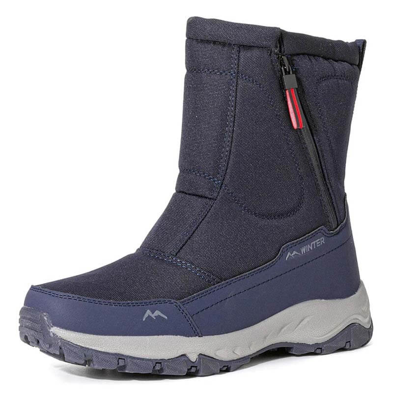 Botas de nieve de invierno para hombres con cremallera, impermeable, no deslizamiento, resistente al desgaste, espesas y aterciopeladas tibias