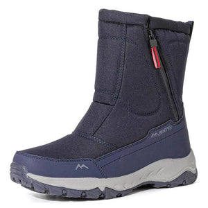 Botas de nieve de invierno para hombres con cremallera, impermeable, no deslizamiento, resistente al desgaste, espesas y aterciopeladas tibias