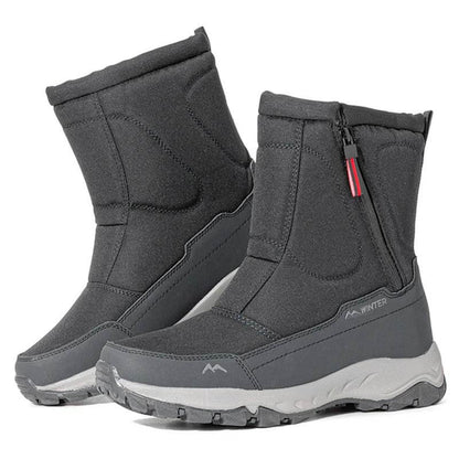 Bottes de neige d'hiver pour hommes Zip côté zip, imperméable, sans glissement, résistant à l'usure, épais et velouté