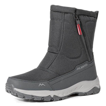 Bottes de neige d'hiver pour hommes Zip côté zip, imperméable, sans glissement, résistant à l'usure, épais et velouté