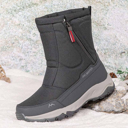 Bottes de neige d'hiver pour hommes Zip côté zip, imperméable, sans glissement, résistant à l'usure, épais et velouté