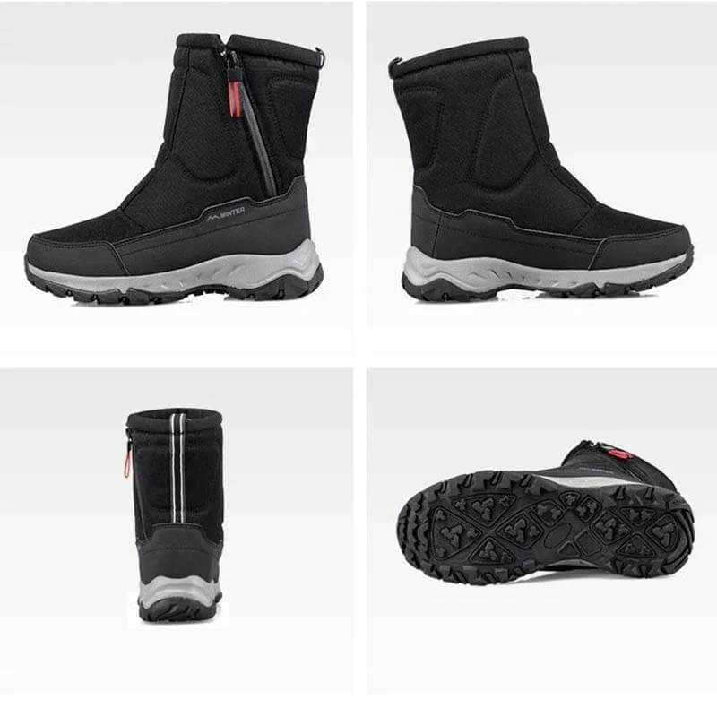 Women's winter snow boots side zip, waterproof, non-slip, wear-resistant, thick and velvety warm