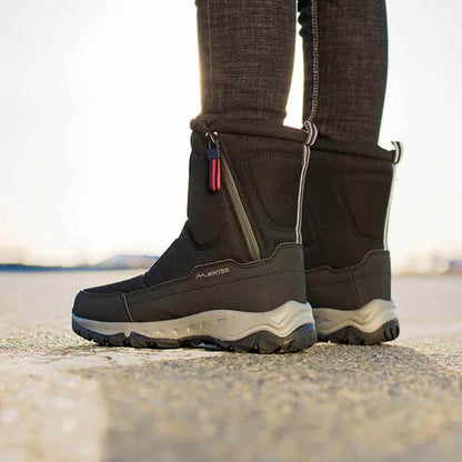 Women's winter snow boots side zip, waterproof, non-slip, wear-resistant, thick and velvety warm