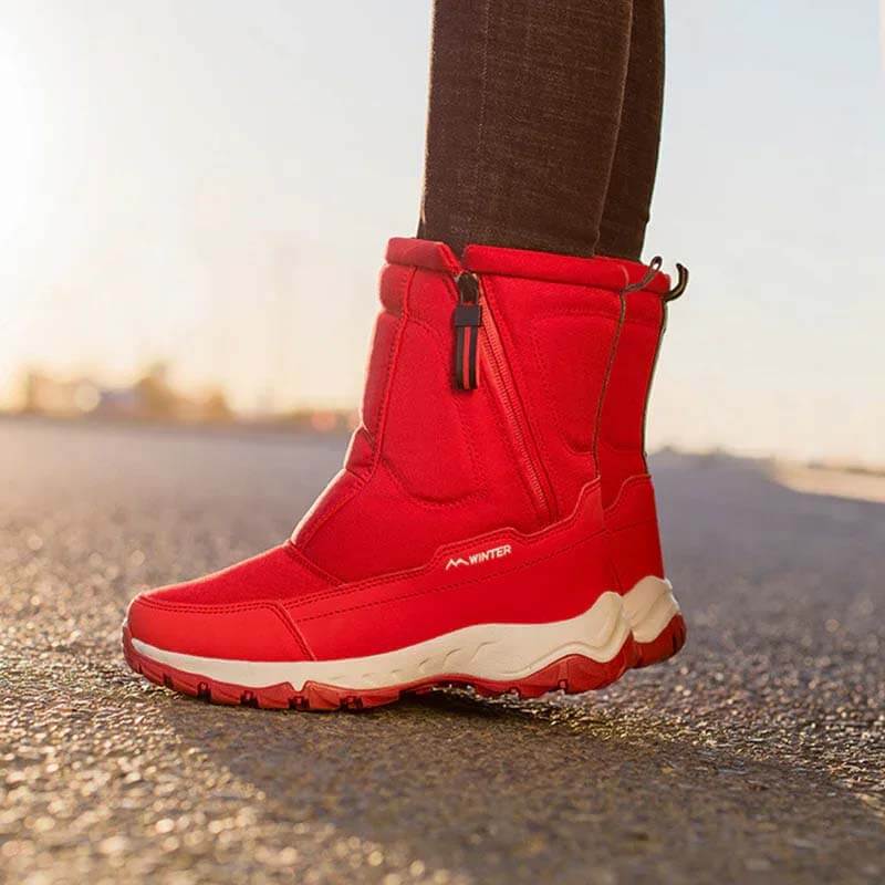 Women's winter snow boots side zip, waterproof, non-slip, wear-resistant, thick and velvety warm