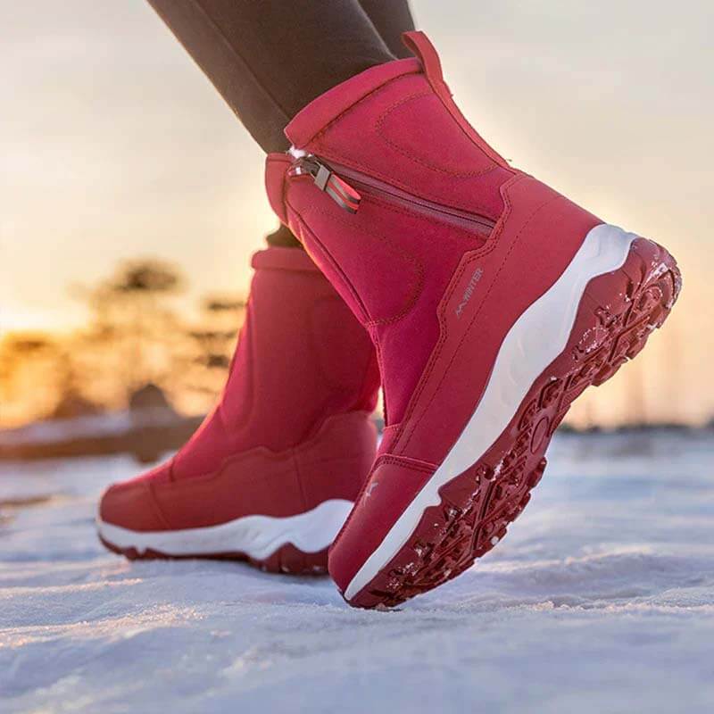 Women's winter snow boots side zip, waterproof, non-slip, wear-resistant, thick and velvety warm