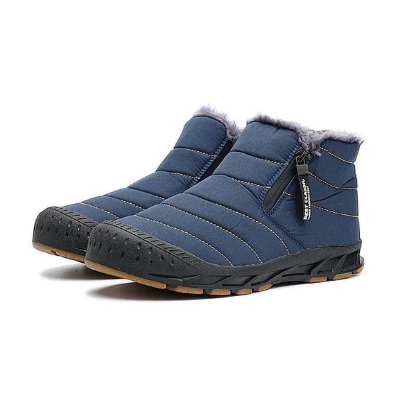 Botas de nieve forradas cálidas botas de eje corta con cremallera de eje al aire libre cómodo sin deslizamiento e impermeable de invierno descalzo (unisex)