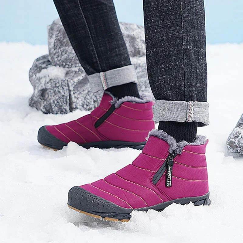 Stivali da neve foderati caldi stivali ad albero corto piatto outdoor comodo non slittamento e scarpa a piedi nudi impermeabili invernali (unisex)
