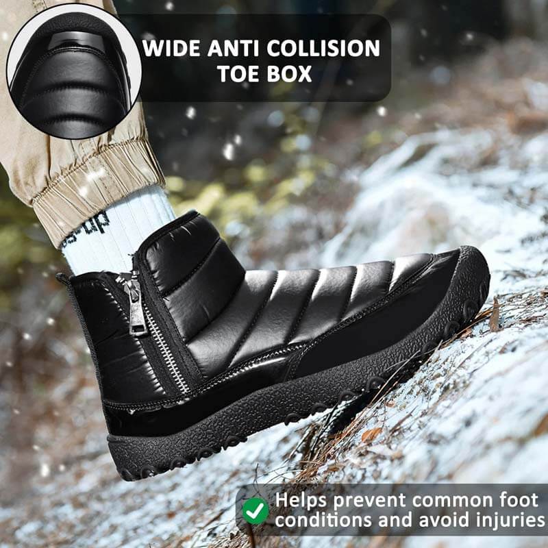 Men's Down Cloth Snow Boots Zipper Warm Outdoor Short Boots Hiking Shoes Footwear Non-slip & Waterproof Winter Barefoot Shoe