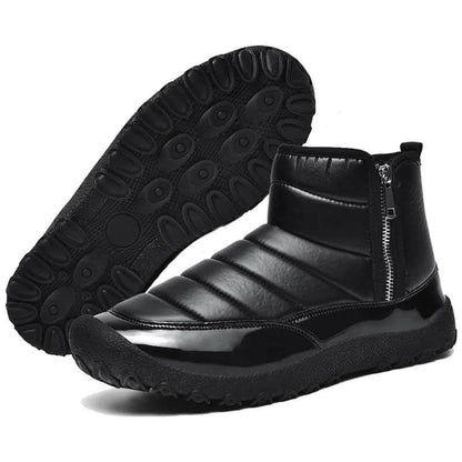 Men's Down Cloth Snow Boots Zipper Warm Outdoor Short Boots Hiking Shoes Footwear Non-slip & Waterproof Winter Barefoot Shoe