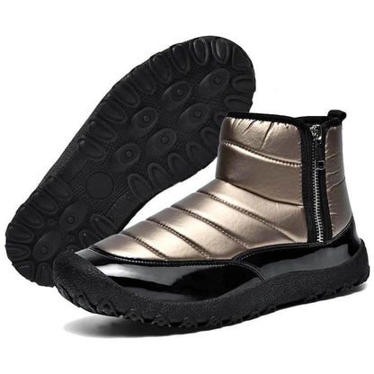 Men's Down Cloth Snow Boots Zipper Warm Outdoor Short Boots Hiking Shoes Footwear Non-slip & Waterproof Winter Barefoot Shoe