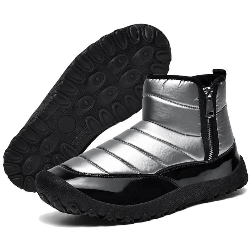 Men's Down Cloth Snow Boots Zipper Warm Outdoor Short Boots Hiking Shoes Footwear Non-slip & Waterproof Winter Barefoot Shoe