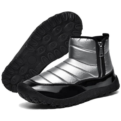 Men's Down Cloth Snow Boots Zipper Warm Outdoor Short Boots Hiking Shoes Footwear Non-slip & Waterproof Winter Barefoot Shoe