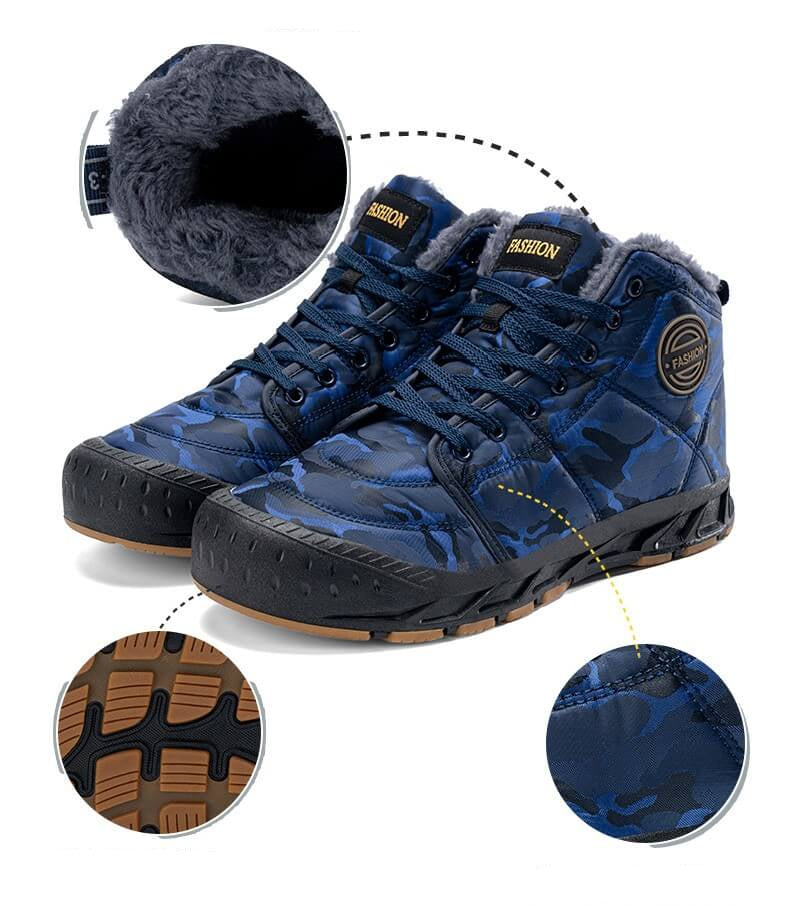 Herren Schneestiefel warm warmes Fleece Cosy Non-Rutsch-Knöchelstiefel Plüsch bequeme Wanderschuhe im Freien Trekkingschuhe Winter