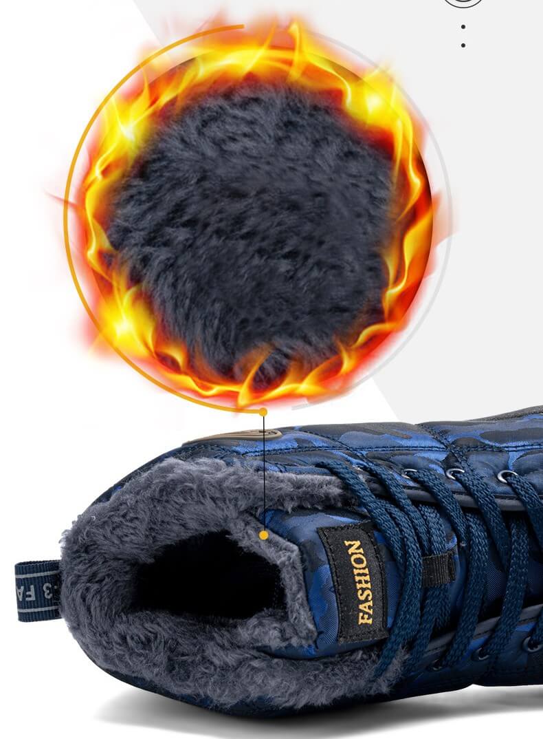 Herren Schneestiefel warm warmes Fleece Cosy Non-Rutsch-Knöchelstiefel Plüsch bequeme Wanderschuhe im Freien Trekkingschuhe Winter