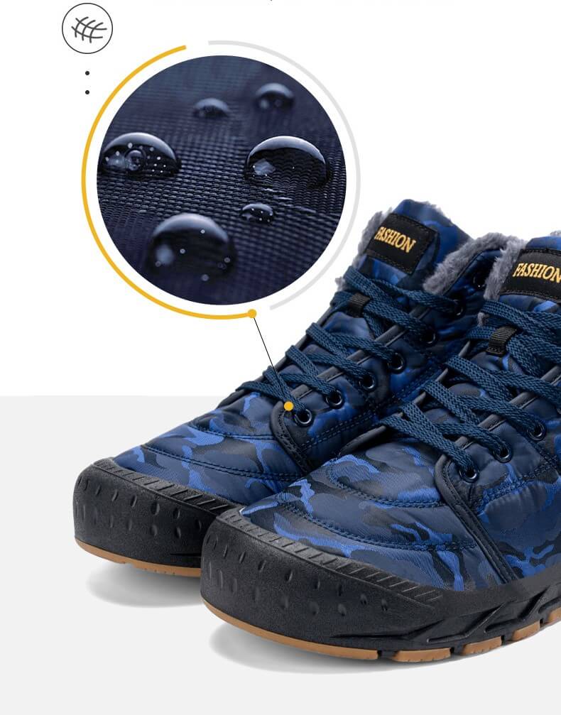 Herren Schneestiefel warm warmes Fleece Cosy Non-Rutsch-Knöchelstiefel Plüsch bequeme Wanderschuhe im Freien Trekkingschuhe Winter