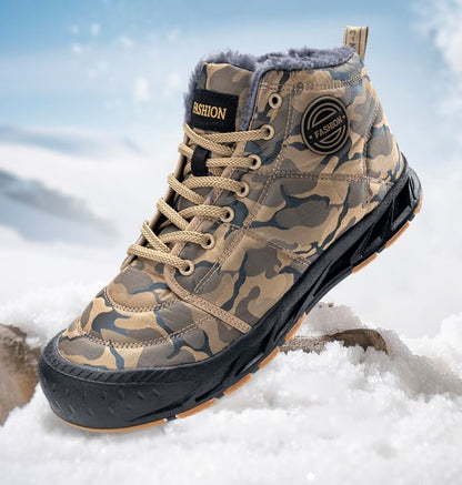Herren Schneestiefel warm warmes Fleece Cosy Non-Rutsch-Knöchelstiefel Plüsch bequeme Wanderschuhe im Freien Trekkingschuhe Winter