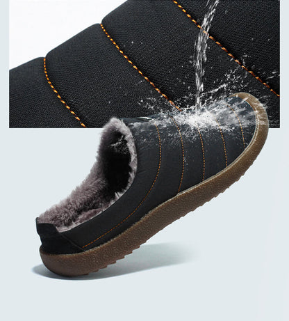 Men's Plush Lining Waterproof Fabric Slip On Soft Sole Casual Slipper