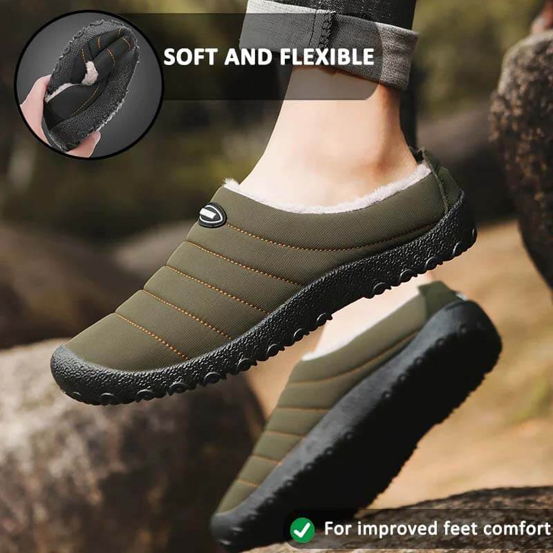 Forro de peluche para hombre Tela impermeable resbalón en suela suave zapatilla casual