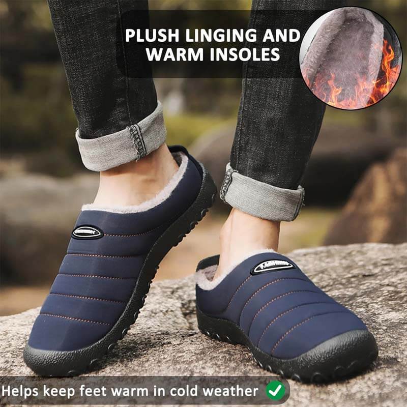 Forro de peluche para hombre Tela impermeable resbalón en suela suave zapatilla casual