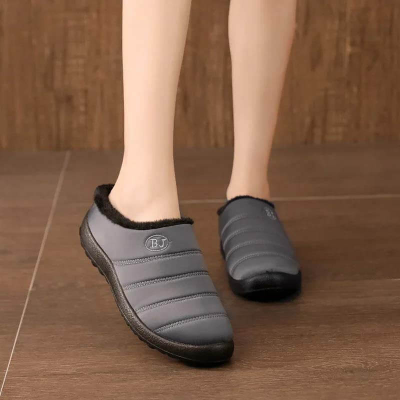 Comfortable memory foam winter slippers for women, plush, fleece lined slippers, non slip rubber sole, indoor outdoor slippers