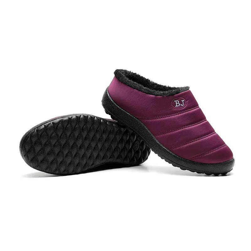 Comfortable memory foam winter slippers for women, plush, fleece lined slippers, non slip rubber sole, indoor outdoor slippers