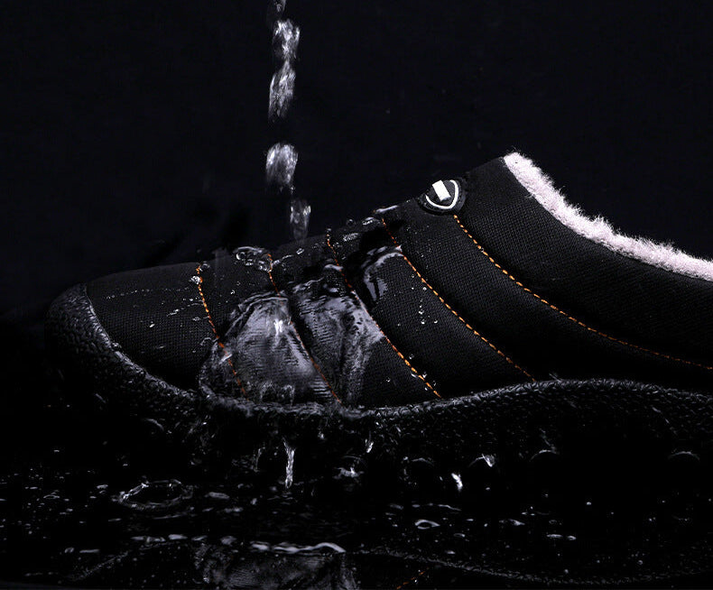 Men's Plush Lining Waterproof Fabric Slip On Soft Sole Casual Slipper