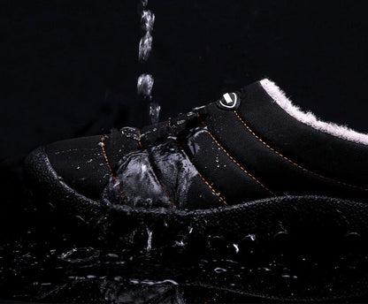 Men's Plush Lining Waterproof Fabric Slip On Soft Sole Casual Slipper