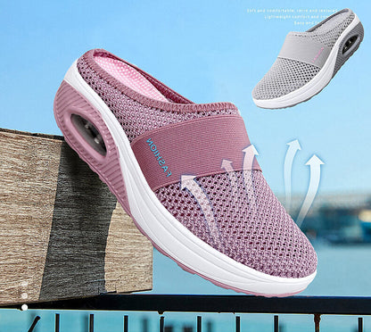 包头小网孔拖鞋女无后跟半拖鞋厚底拖鞋女网面半拖鞋女厂家批发