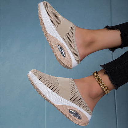 包头小网孔拖鞋女无后跟半拖鞋厚底拖鞋女网面半拖鞋女厂家批发