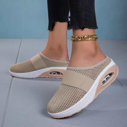 包头小网孔拖鞋女无后跟半拖鞋厚底拖鞋女网面半拖鞋女厂家批发