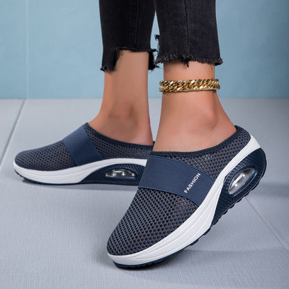 包头小网孔拖鞋女无后跟半拖鞋厚底拖鞋女网面半拖鞋女厂家批发