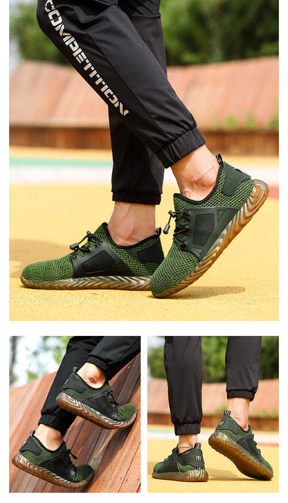 Men's Work Shoes Mesh Breathable Lightweight Comfortable Steel Toe Safety Industrial Construction Non-slip shoes