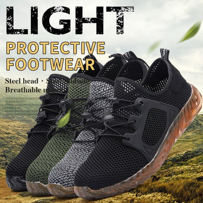 Men's Work Shoes Mesh Breathable Lightweight Comfortable Steel Toe Safety Industrial Construction Non-slip shoes