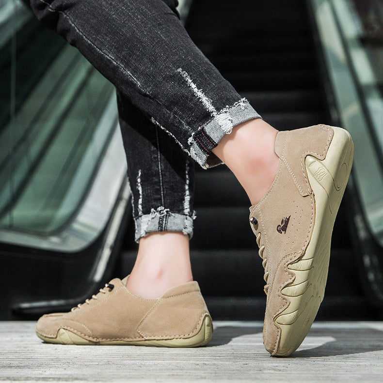 Men's Handmade Velcro Suede Beck Shoes Waterproof Leather Casual Sneakers Non-Slip Breathable