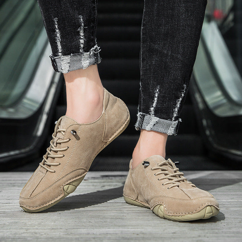 Men's Handmade Velcro Suede Beck Shoes Waterproof Leather Casual Sneakers Non-Slip Breathable