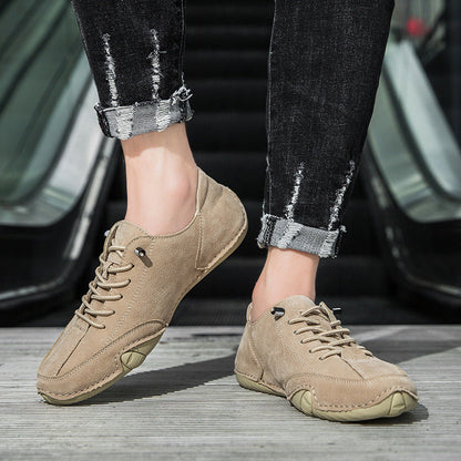 Men's Handmade Velcro Suede Beck Shoes Waterproof Leather Casual Sneakers Non-Slip Breathable